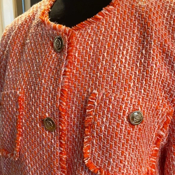 LOFT Coral Tweed Blazer - Picture 2 of 8